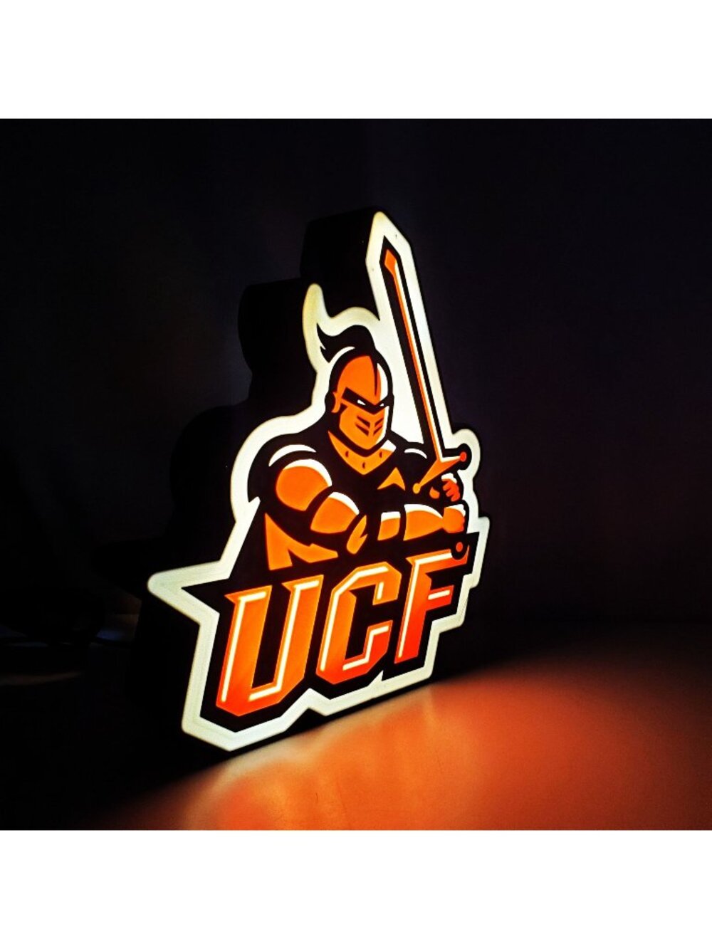 UCF Knights LED Light Box Sign - 10" x 8" USB Powered Desktop Lamp with Dimmer S